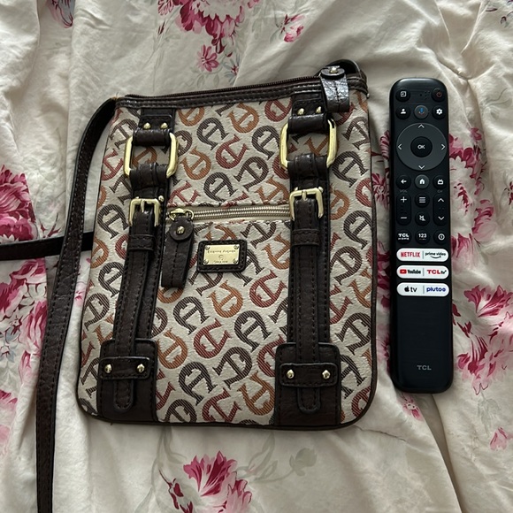 Etienne Aigner Crossbody Purse Leather Canvas Long - Picture 7 of 8